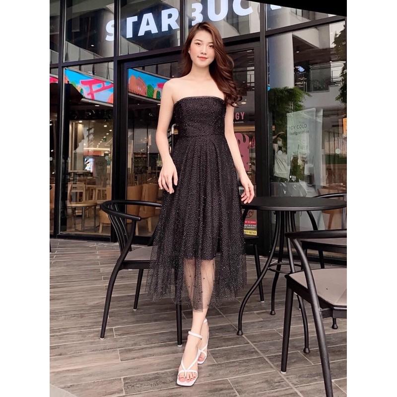 Đầm cúp ngực đầm xoè cúp ngực đầm dự tiệc kim tuyến quyến rũ - MN82 - Đầm Váy Mina