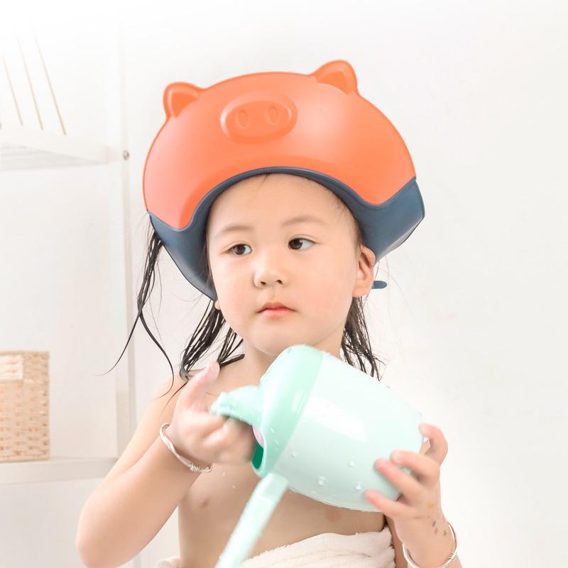 Mũ Tắm Gội Đầu Đa Năng Bằng Silicone Hình Chú Heo Dành Cho Trẻ Em