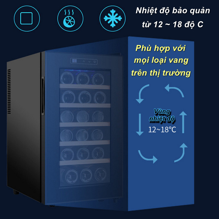 Tủ Bảo Quản Rượu Vang Wine Cabinet OFA️ EU Design Chế Độ Tự Động, Khay Gỗ - Home and Garden