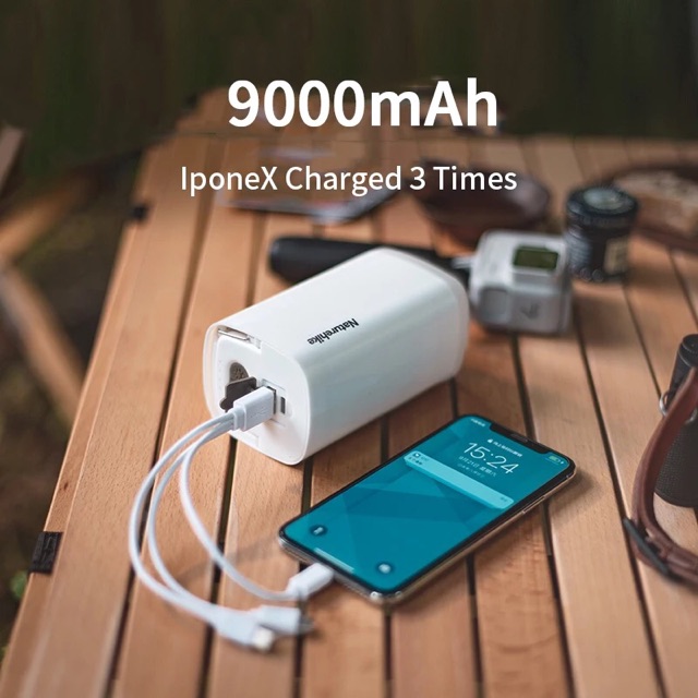 Đồ cắm trại Máy bơm hơi kiêm sạc dự phòng Naturehike NH18Q001-A du lịch dã ngoại đa năng nhiều đầu bơm kiêm đèn A122