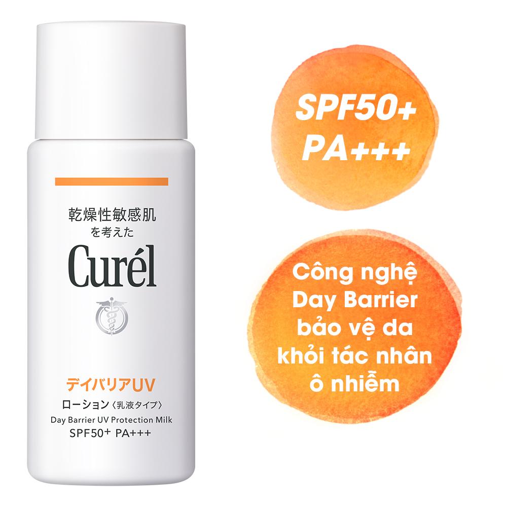 Sữa Chống Nắng Curél Day Barrier UV Protection SPF50+ PA+++ Mặt & Toàn Thân Cho Da Khô Nhạy Cảm 60ml