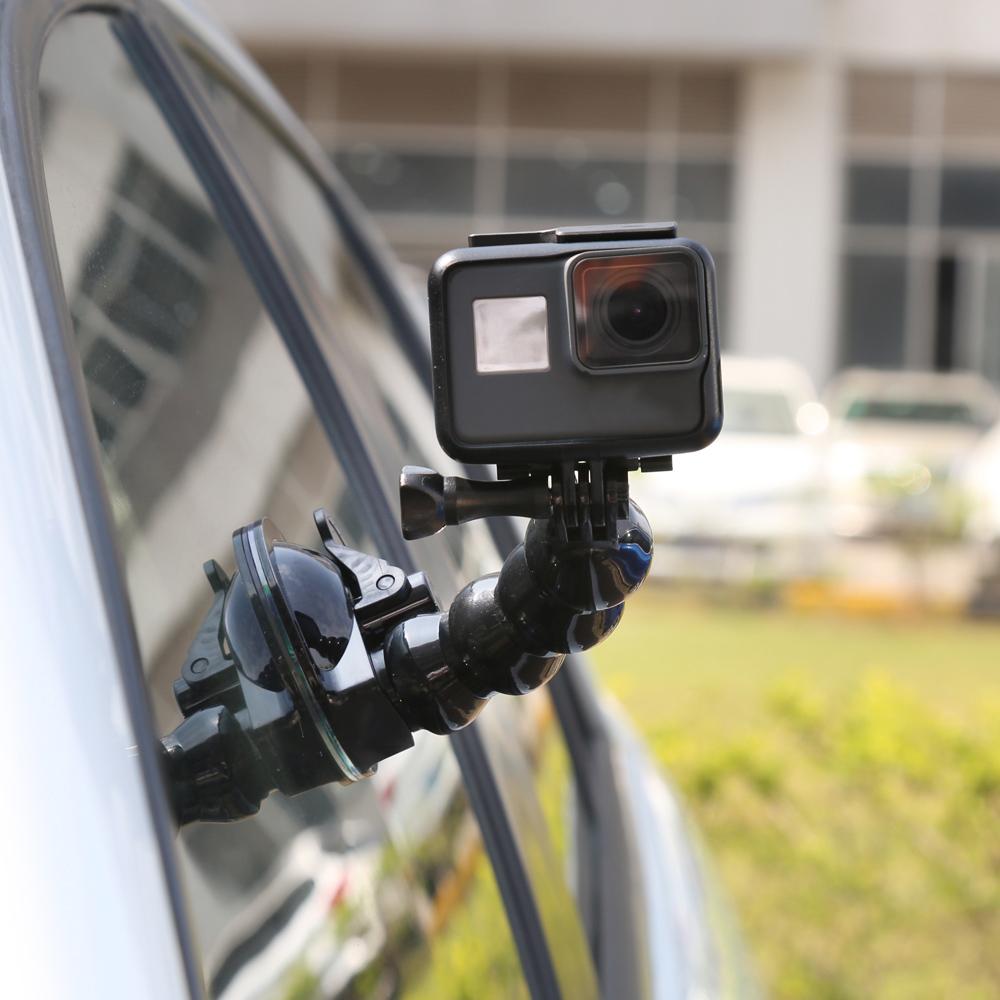 TELESIN Cửa Sổ Ô Tô Hút Linh Hoạt Cổ Ngỗng Nối Dài Ốp Cho GoPro 10 9 8 7 6 5 Insta360 Osmo Hành Động Điện Thoại Di Động