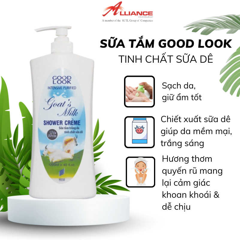 [Mua 2 Tặng 1] Sữa Tắm Trắng Da Tinh Chất Sữa Dê Good Look (1.2L)