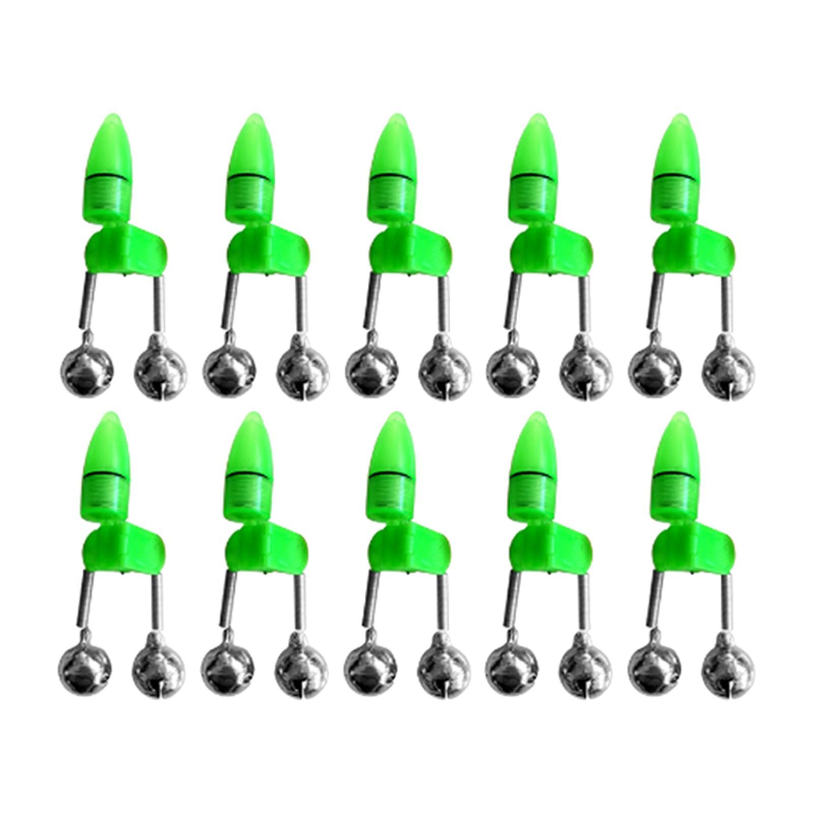 10x Dual Bells Fishing Rod Alarm Clip Tackle Fishing Bite Alarm Lights Loud Sound Bite Lure Alarm Fishing Rod Bells for Fishing Supplies