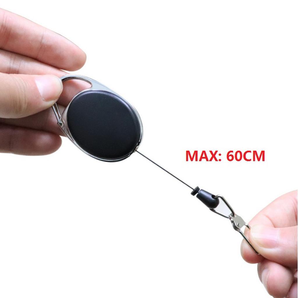 Retractable Key Chain Reel Holder Steel Recoil Ring Belt Clip Hook Carabiner