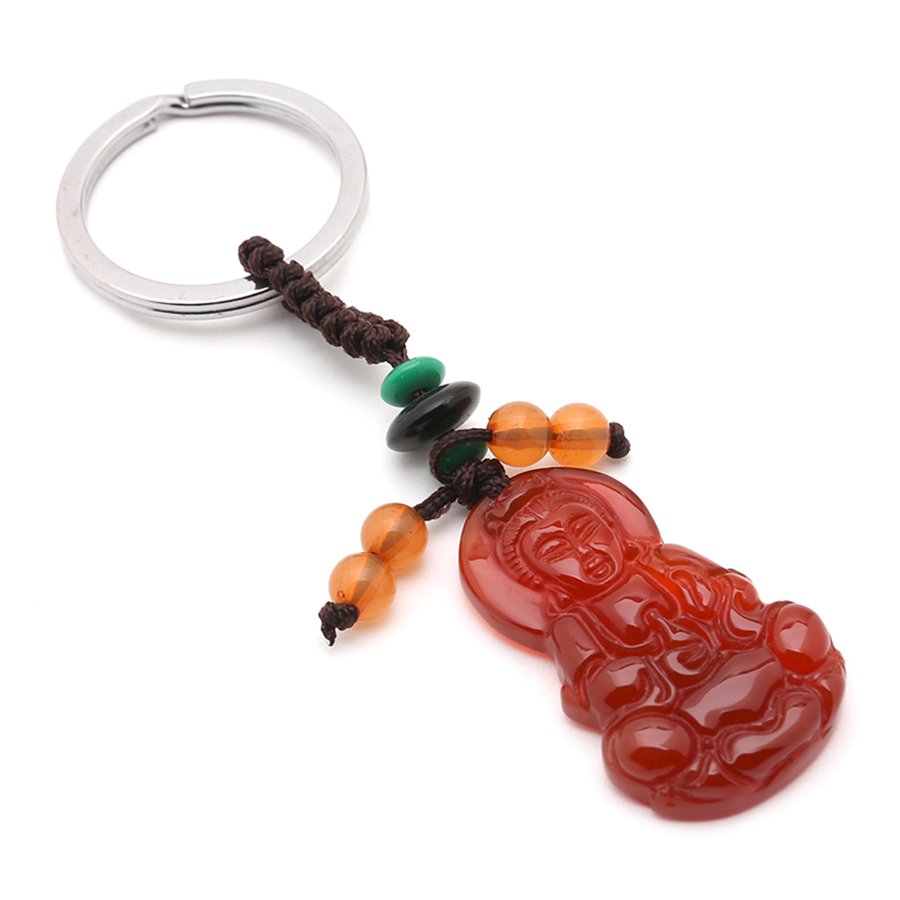 Móc Khóa Bình An, May Mắn Hình Phật Bà Bằng Đá Mã Não Đỏ