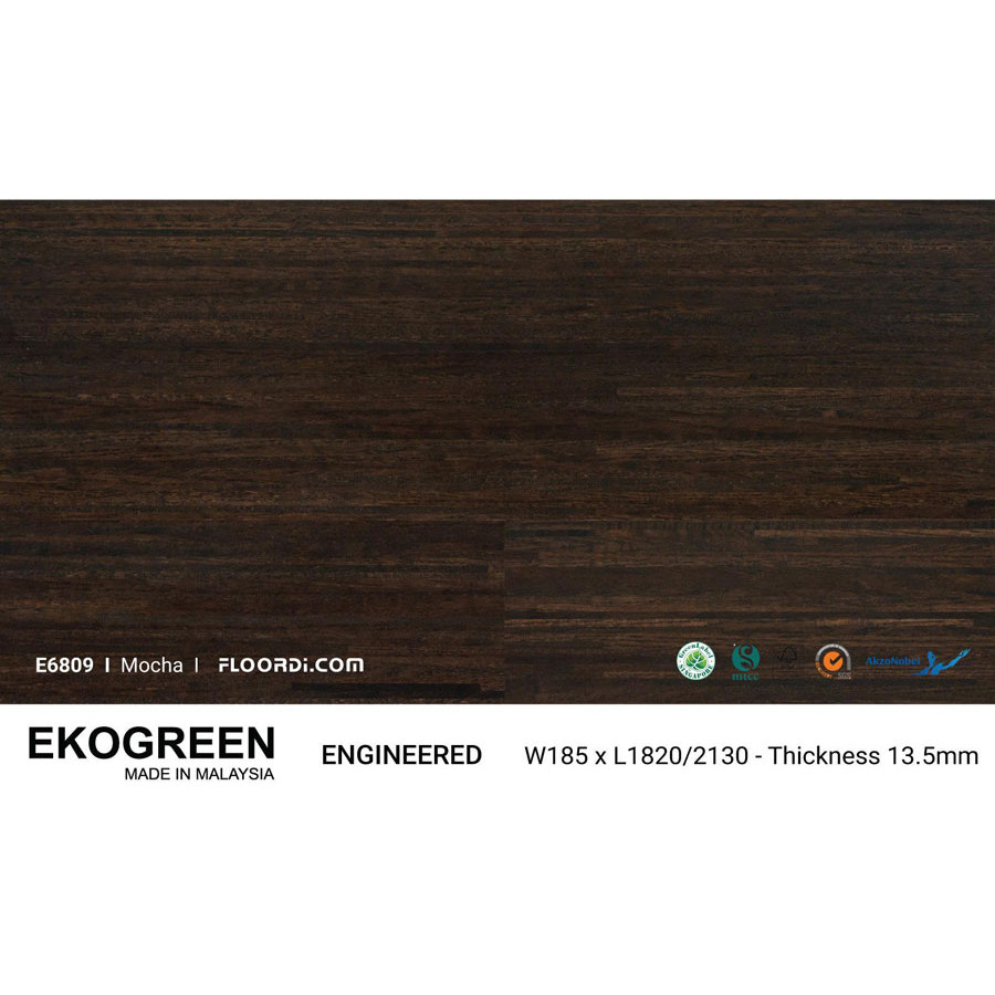 Sàn Gỗ Tự Nhiên  Ekofine Mocha - Engineered Ekogreen E6809 Dài 2.13m