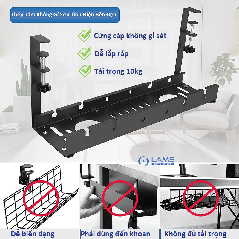 Giá Đỡ Ổ Điện Kẹp bàn - Kệ Đỡ Dây Cáp Sạc, Dây Điện, Ổ Cắm Điện Gọn Gàng Ngăn Nắp