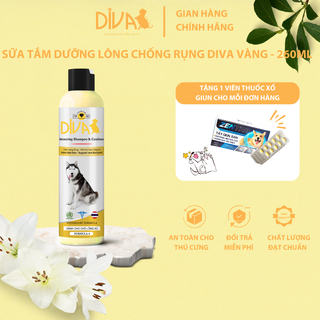 SỮA TẮM DƯỠNG LÔNG GIẢM RỤNG DIVA VÀNG 260ML