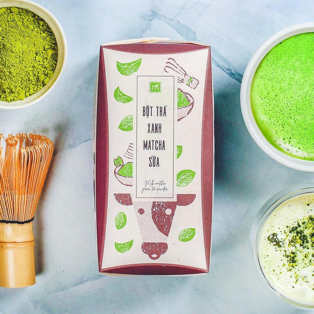 Bột trà xanh nguyên chất Nhật Bản matcha sữa túi 12g Matchi Matcha, hộp, 16 túi, mẫu hanko