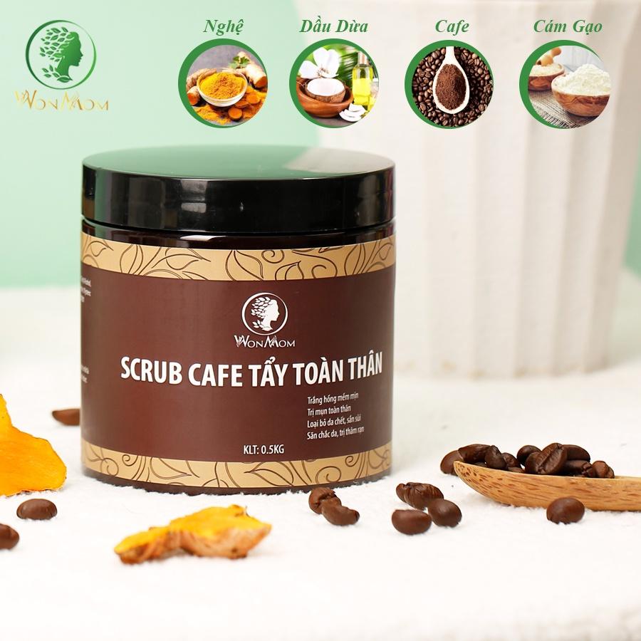 Bộ tẩy tế bào chết toàn diện Wonmom ( 1 Scrub nghệ tẩy mặt + 1 Scrub café tẩy toàn thân )