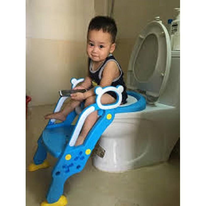 Dụng cụ thu nhỏ bồn cầu có thang, tay vịn, đệm ngồi cho bé - BOBABO