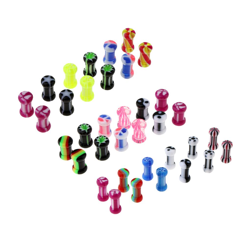 6 Pairs Colorful Acrylic Screw Fit Ear Tunnel Plugs Stretcher Expander