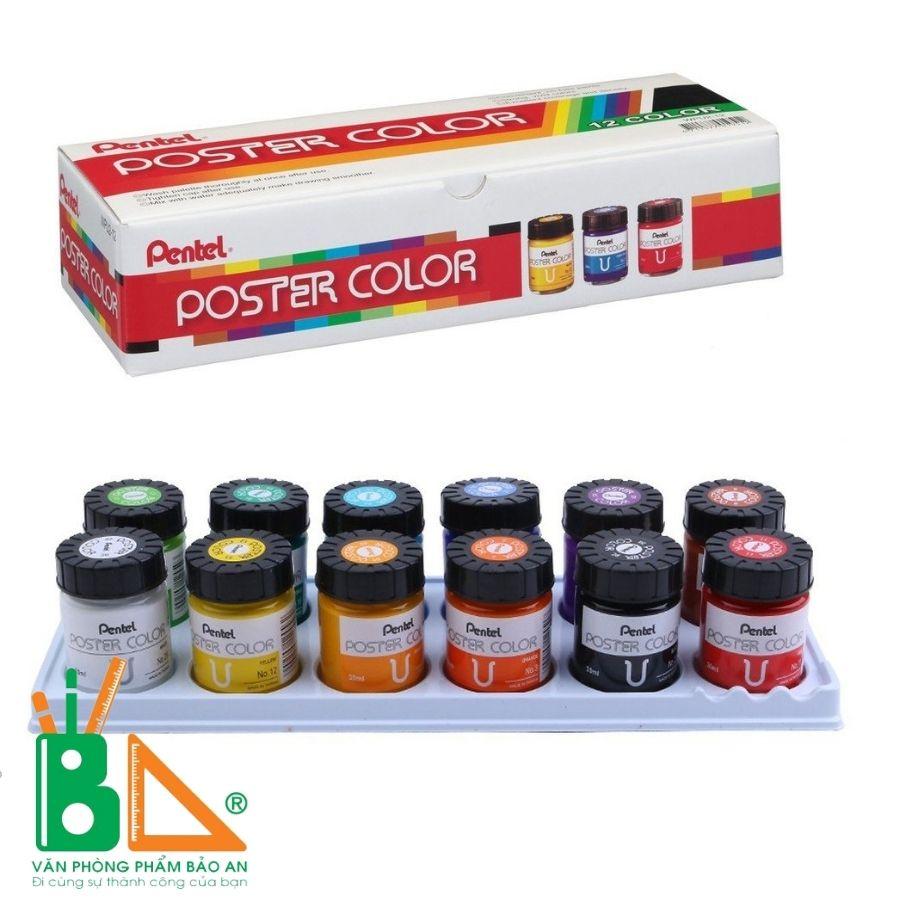 Màu vẽ lọ 12 màu Poster Pentel WPU2-12