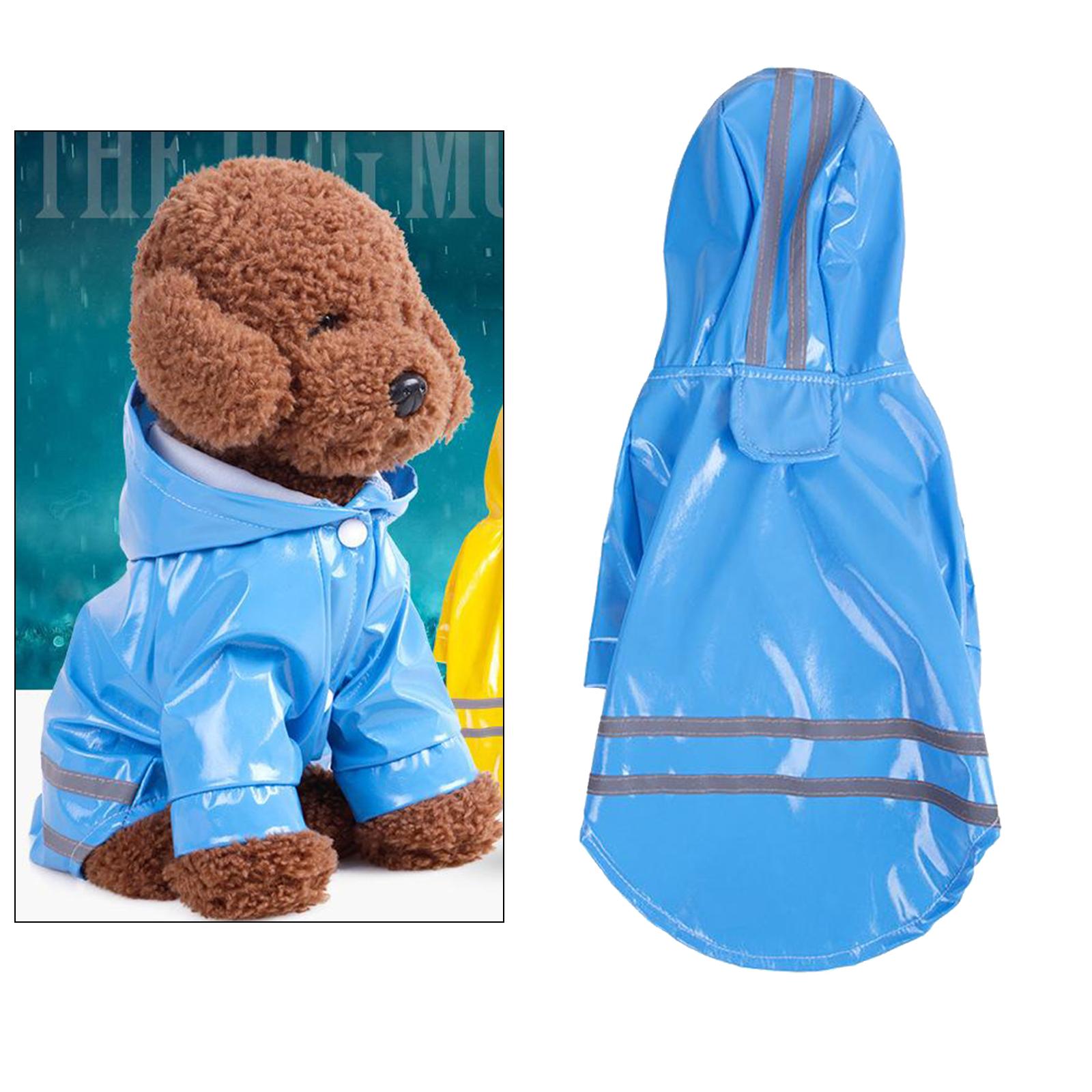 Dog Raincoat with Hood Doggie Reflective Jacket Waterproof S- XL