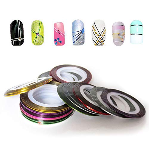 Combo 30 cuộn dây decal dán móng tay nghệ thuật nail art nhiều màu siêu đẹp lấp lánh - Dụng cụ làm nail