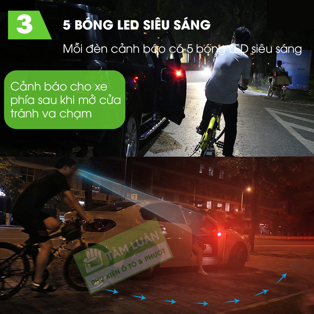 Đèn led cảnh báo mở cửa ô tô chống va chạm, gắn cửa xe TÂM LUÂN Chổi lau tẩm dầu - Hàng chính hãng