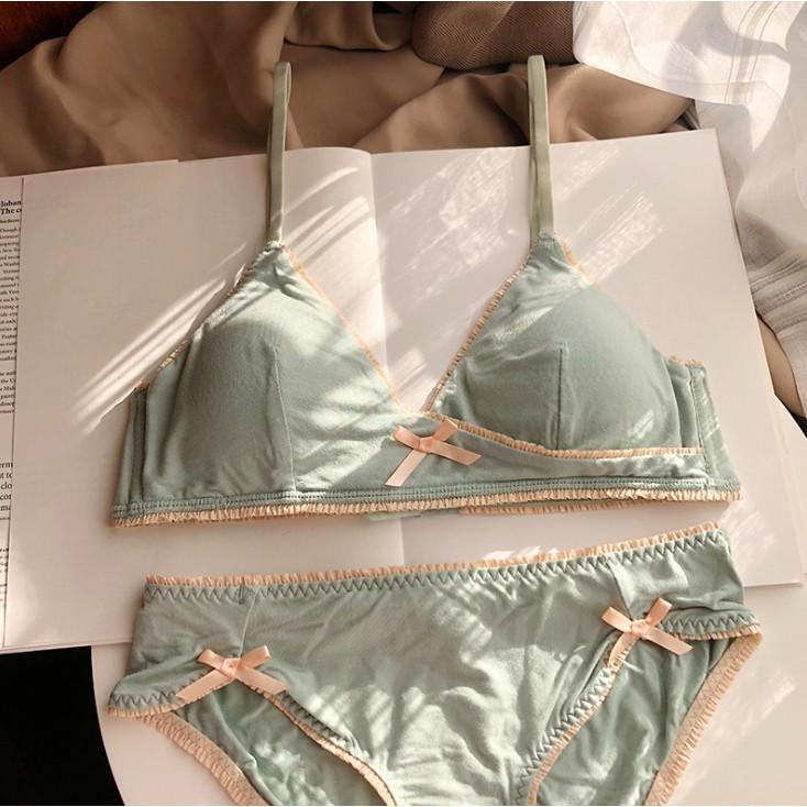 Bộ Đồ Lót Cotton Không Gọng Phong Cách Nhật Bản S291