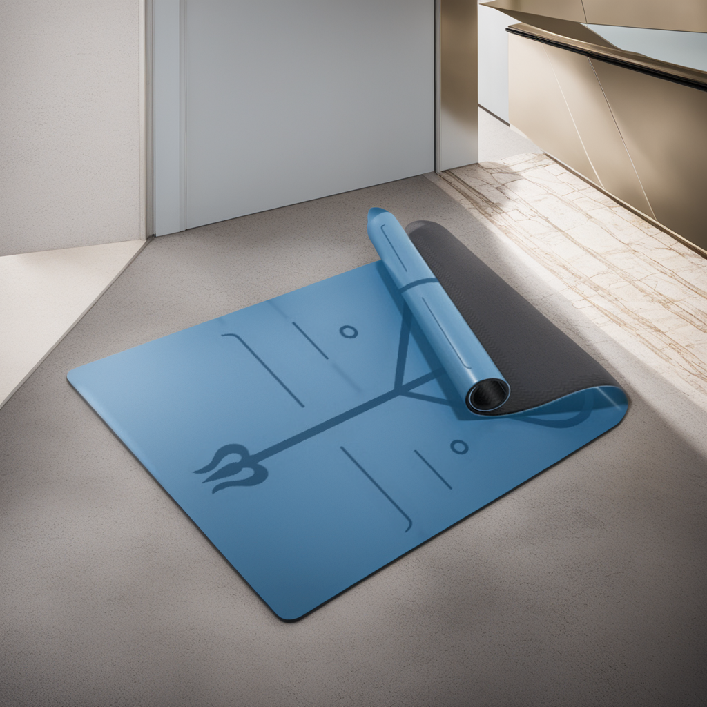 Thảm Yoga PU Định Tuyến, Chất Liệu Cao Su Thiên Nhiên PU 5mm x 183 x 66cm , Nặng 3kg Mềm Mại., Chống Trơn Trượt, Độ Đàn Hồi Tốt, Thấm Hút Mồ Hôi, Đường Định Tuyến In Rõ Nét