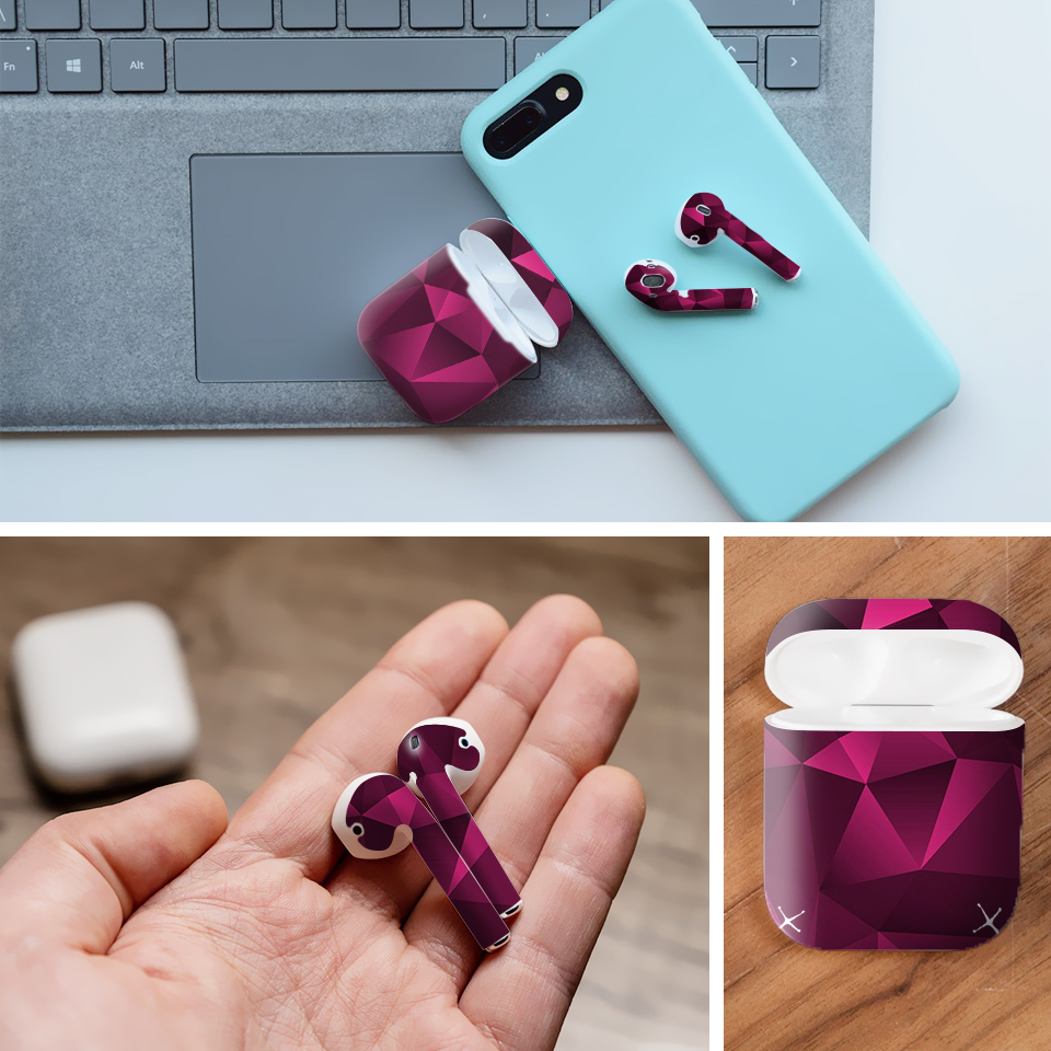 Miếng dán skin chống bẩn cho tai nghe AirPods in hình thiết kế - atk010 (bản không dây 1 và 2)