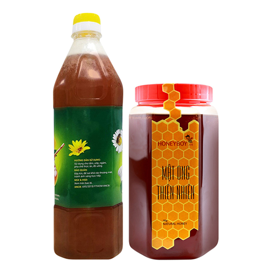 Combo Mật Ong Thiên Nhiên Honeyboy (1kg) + Mật Ong Thô Honeyboy (1L)