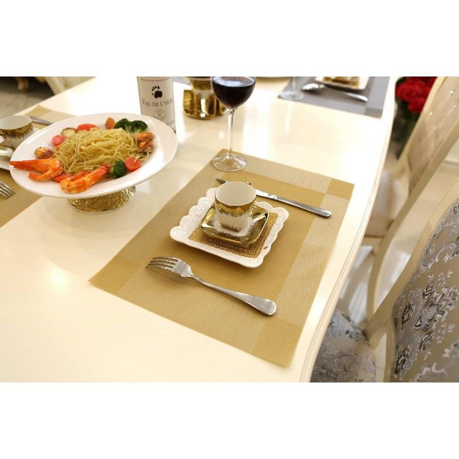 Bộ 4 Tấm lót bàn ăn PVD Polyester cao cấp sang trọng European Style 45x30cm Màu Xám