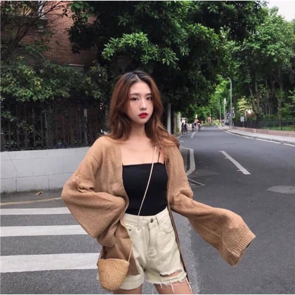 Áo khoác Cardigan len mỏng nữ, Áo gió đi biển mỏng nhẹ mặc với đầm maxi MiNhi phong cách Ulzzang