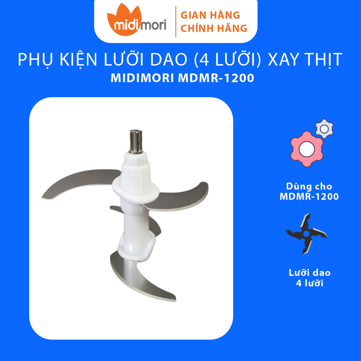 Hình ảnh Phụ Kiện Lưỡi Dao Xay Thịt Dùng Cho Máy Xay Thịt Inox Midimori MDMR-1200 (1200W) - Hàng chính hãng