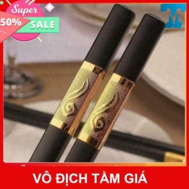 Đũa Mạ Vàng Hàn Quốc 1 Hộp 10 Đôi , Chất Liệu Hợp Kim Cao Cấp Đầu Đũa Có Chống Trơn
