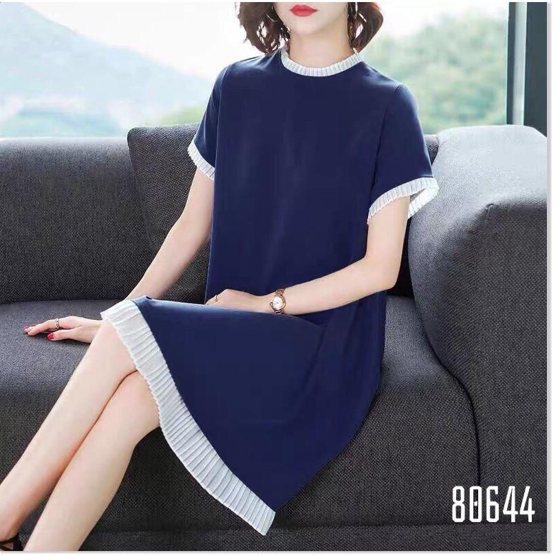 Đầm nữ suông phối viền chất liệu đũi mát nhẹ siêu sang cho quý cô
