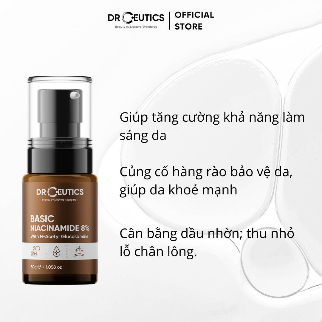 Tinh Chất Niacinamide Basic 8% DrCeutics Cho Da Dầu Mụn 