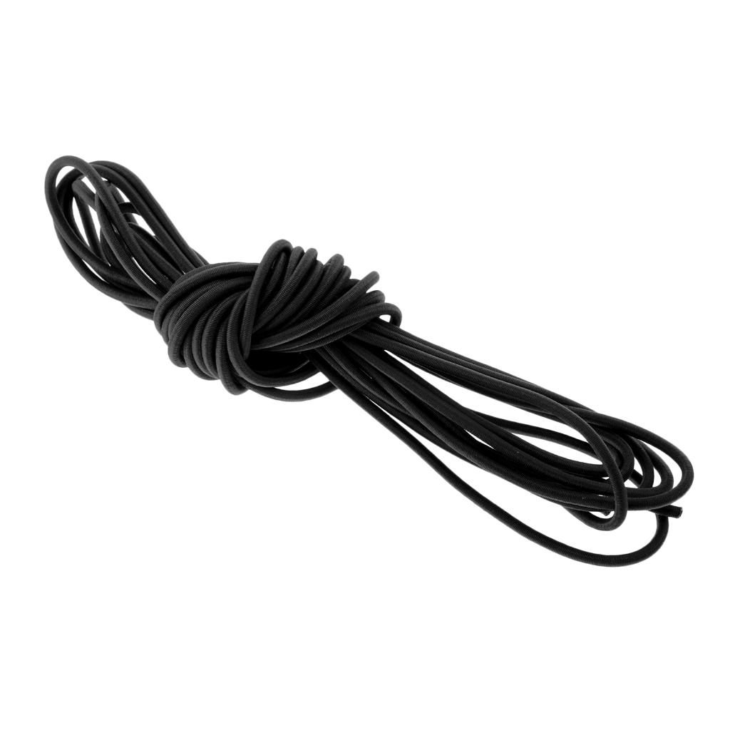 3mm Elastic Round Bungee Rope Shock Cord Tie Down Boats Trailers 5m Black