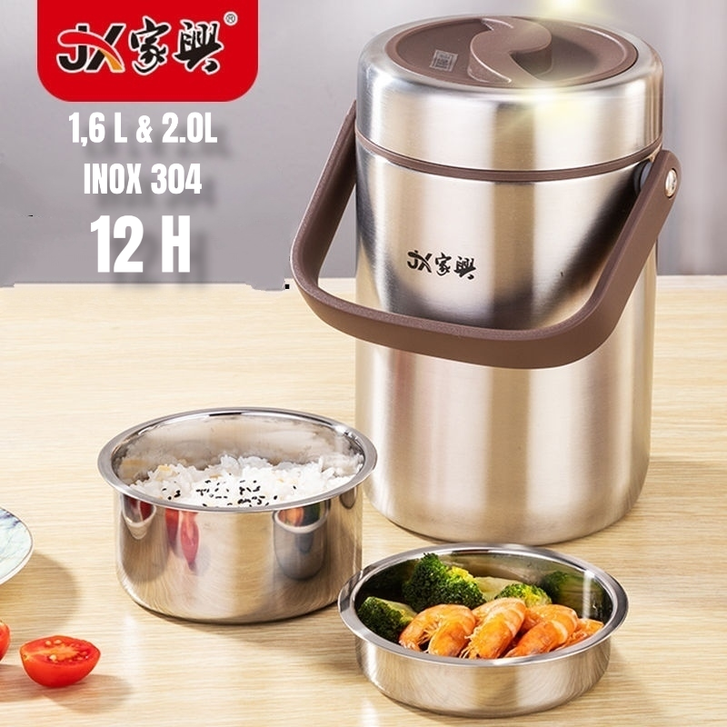 Cặp lồng cơm, hộp cơm giữ nhiệt văn phòng chất liệu inox JX 304 cao cấp, cặp lồng cà men 3 tầng, nắp chống tràn, 5 lớp giữ nhiệt tốt