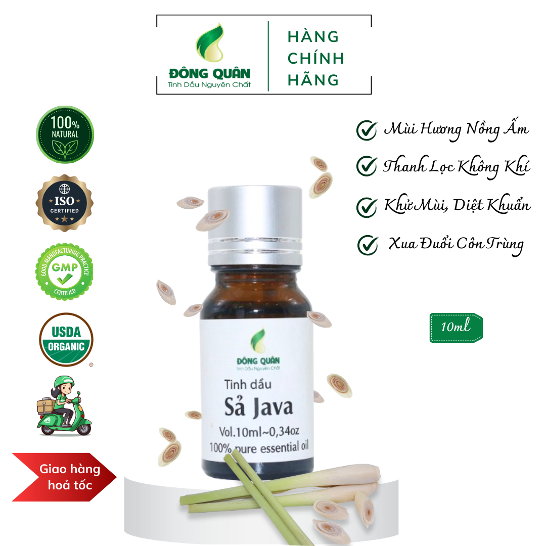 Tinh Dầu Đuổi Muỗi Sả Java Nguyên Chất Đông Quân Giúp Làm Thơm Phòng, Thanh Lọc Không Khí, Xua Đuổi Côn Trùng Hiệu Quả 10ML/lọ