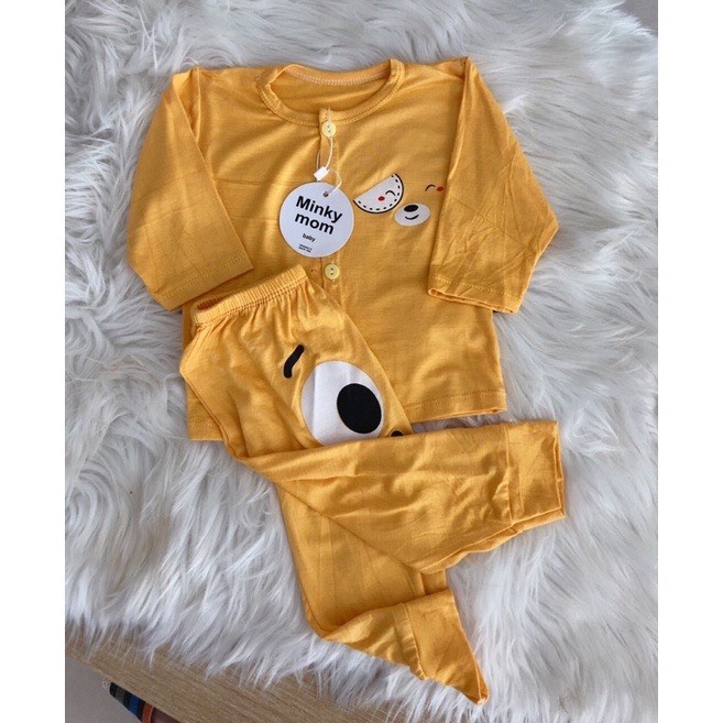 Bộ thun lạnh sơ sinh cúc giữa HG Kids thấm hút mồ hôi tốt, vải mềm mại thoải mái