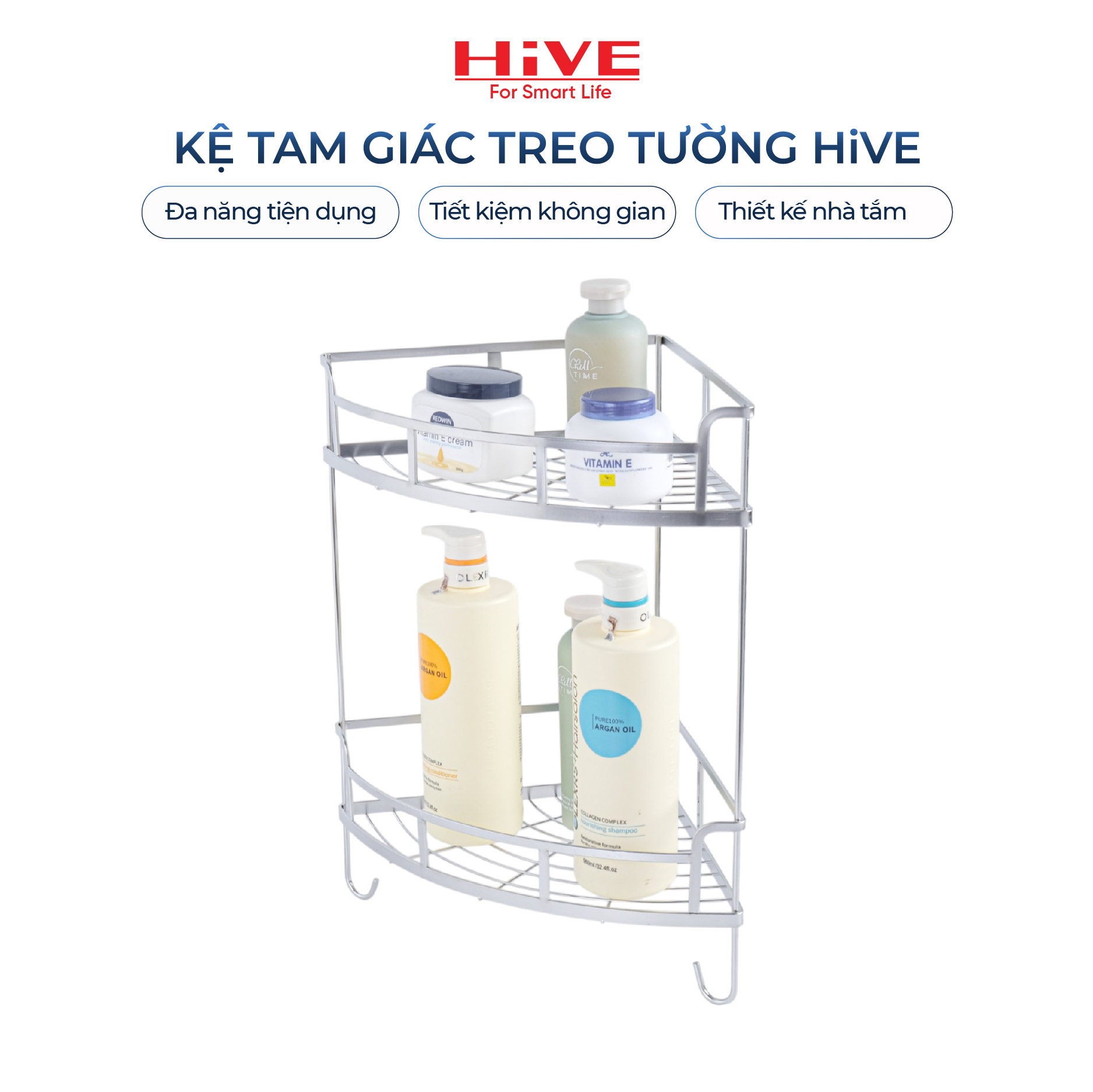 Kệ tam giác 2 tầng treo tường HiVE Inox 304