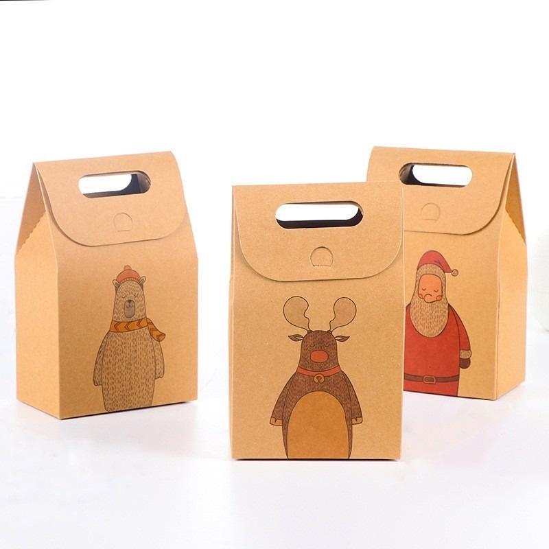 Túi giấy kraft đựng bánh kẹo in họa tiết Giáng sinh