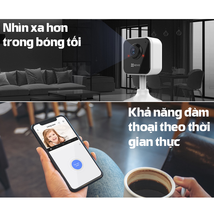 Camera IP wifi EZVIZ C1HC Full HD 1080p đàm thoại 2 chiều, ống kính góc rộng 130 độ - Hàng Chính Hãng