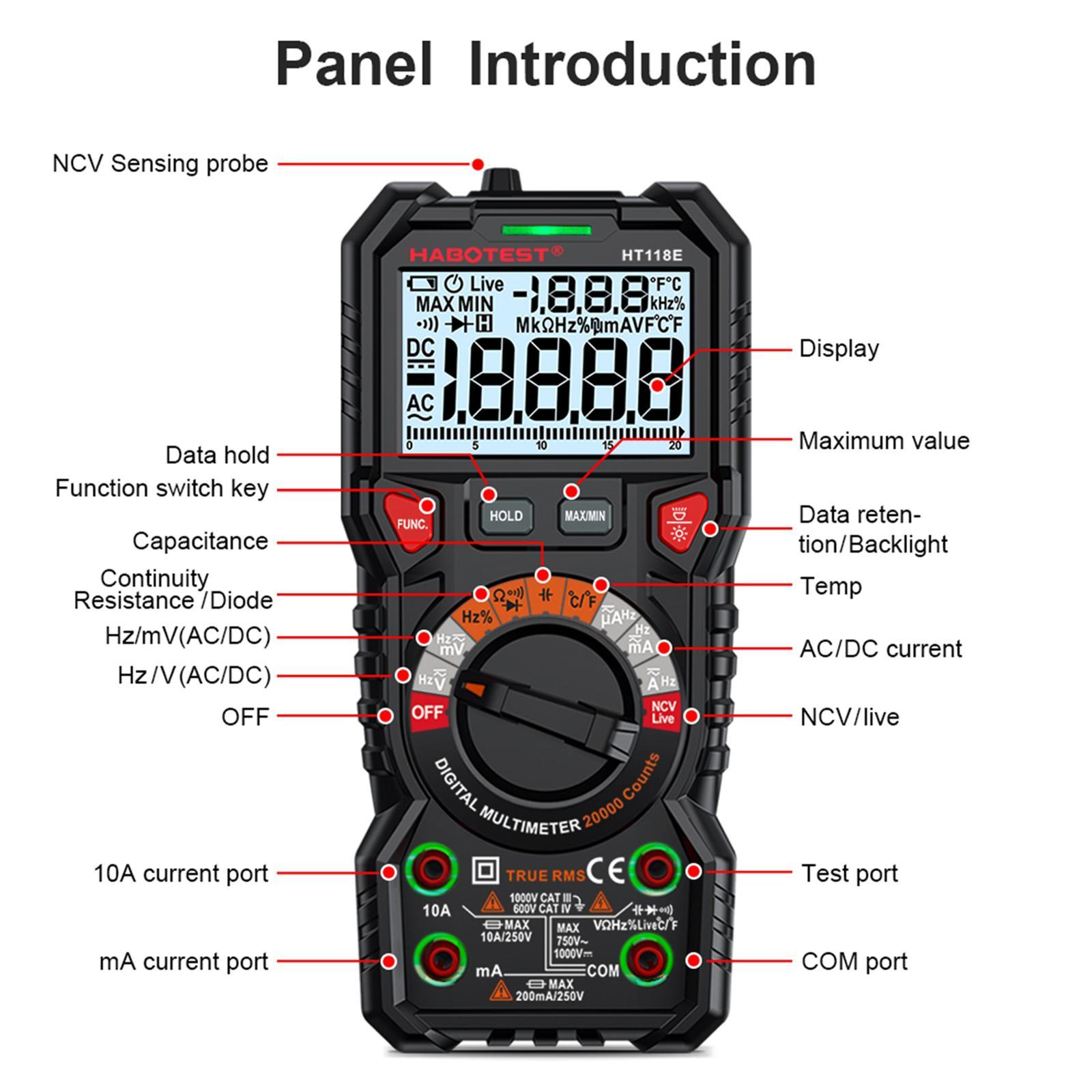 Multifunction Digital Tester Handheld Digital Meter for DC Voltage Circuit Board Test