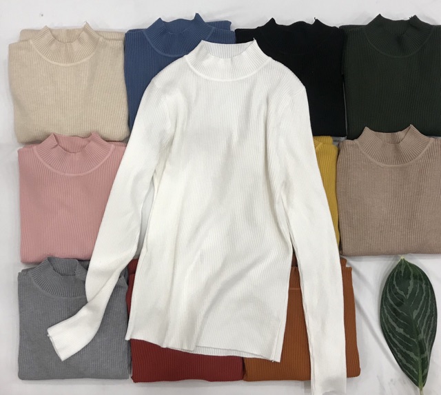 Áo len tăm cổ 3 phân nhiều màu CHẤT ĐẸP
