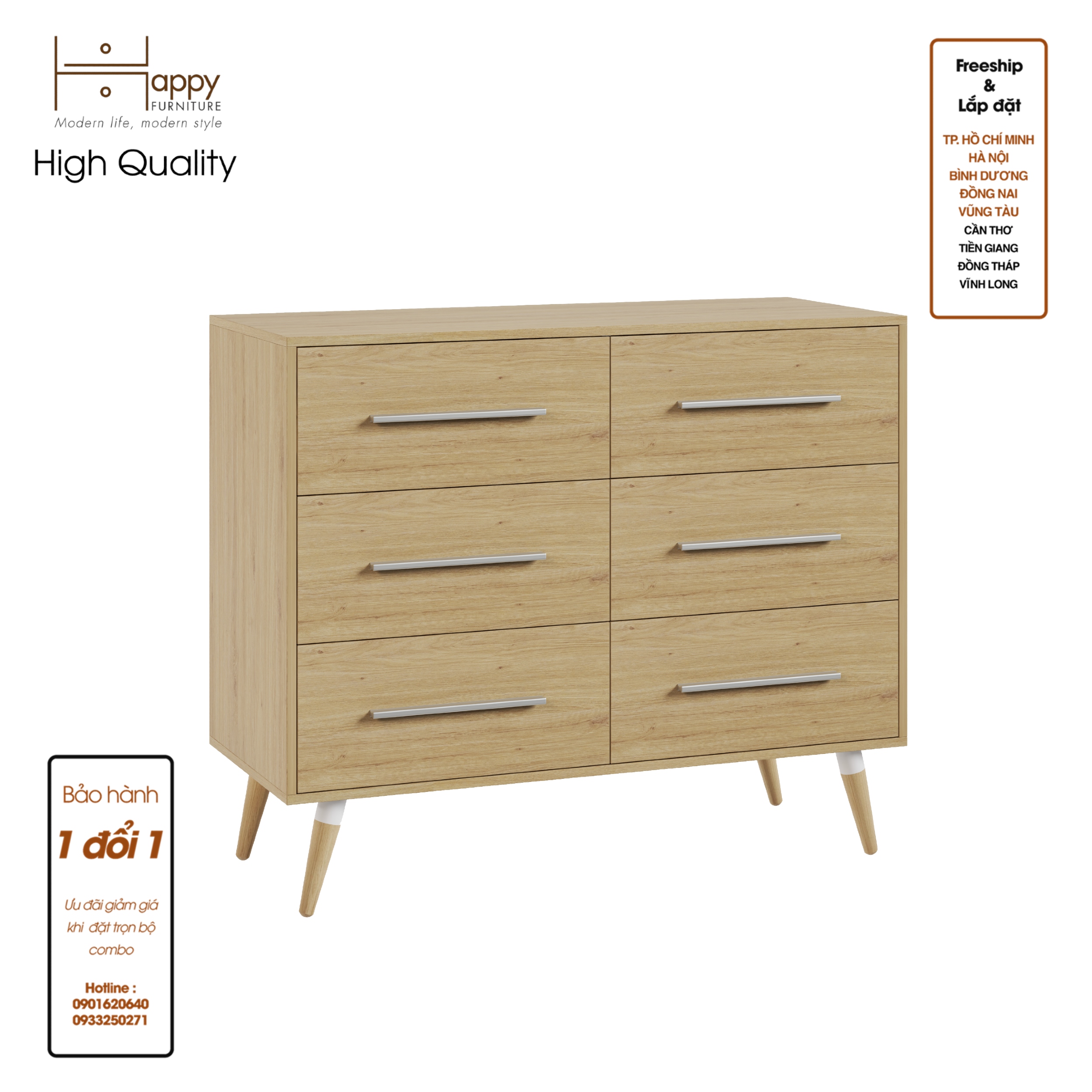 [Happy Home Furniture] OSRI, Tủ đựng đồ 6 ngăn - chân gỗ chéo ,  120cm x 50cm x 100cm ( DxRxC), THK_026