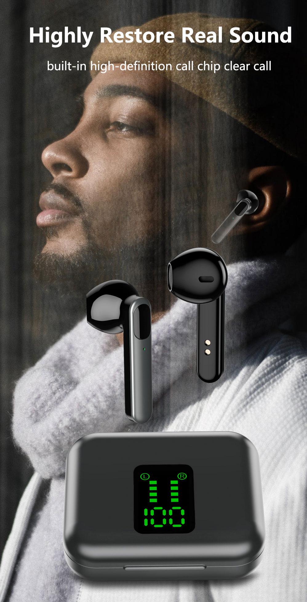 Mini  Bluetooth  5.0  Wireless  Headset Rechargeable Stereo Sports Earbuds