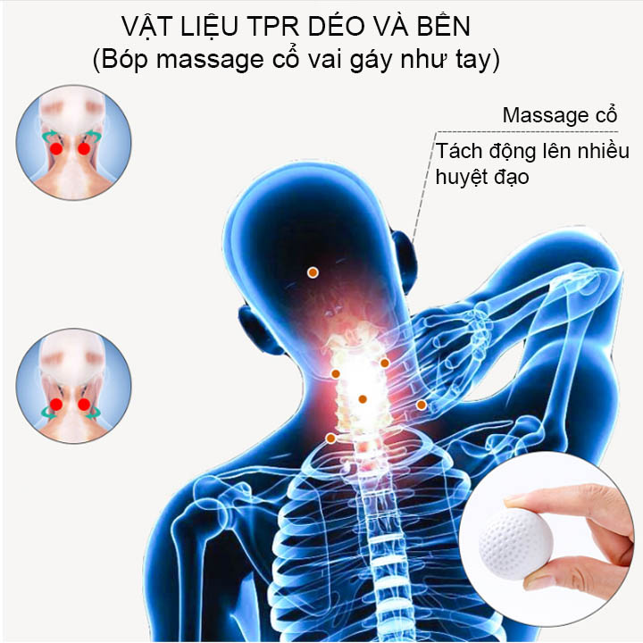 Dụng cụ massage cổ vai gáy bằng tay, làm bằng nhựa PP-TPR mềm, dẻo, êm