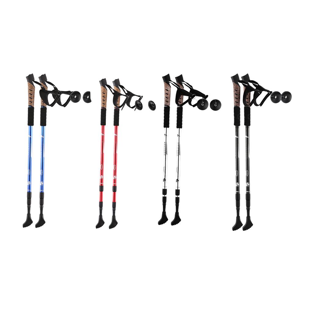 2pcs Folding Trekking Walking Hiking Sticks Poles Camping Cane Bag