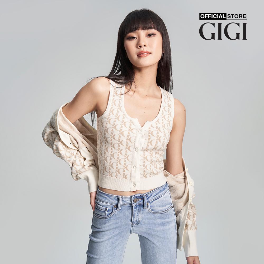 GIGI - Áo dệt kim nữ sát nách phối nút cài thời trang G1305K221705