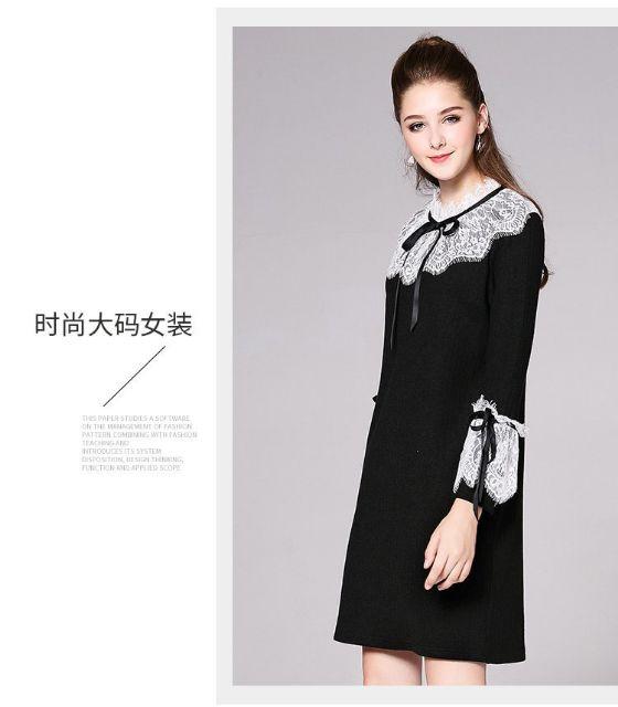 ĐẦM SUÔNG FROM RỘNG PHỐI REN CỘT NƠ