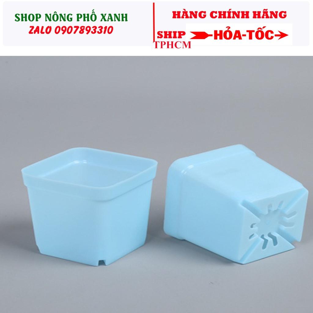 10 chậu nhựa PP vuông mini trồng sen đá bonsai xương rồng có 7 màu chọn size 5X5cm