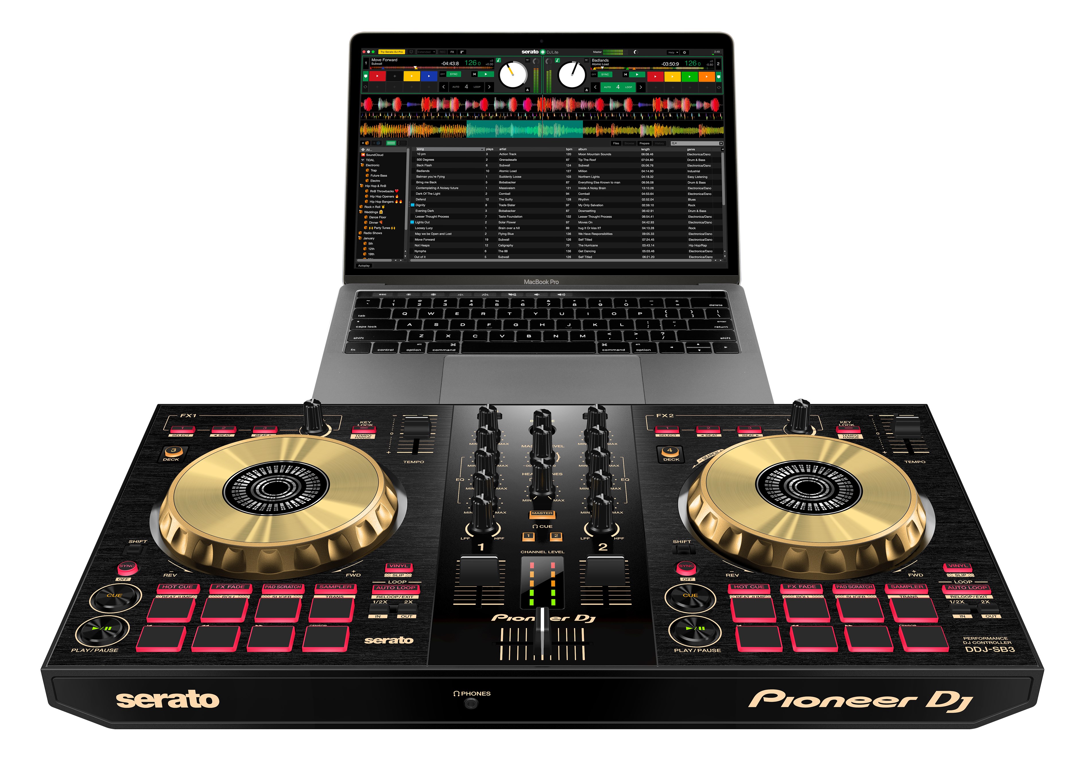 Thiết bị DJ Controller DDJ-SB3-S Hàng giới hạn màu bạc hoặc vàng (Pioneer DJ) - Hàng Chính Hãng