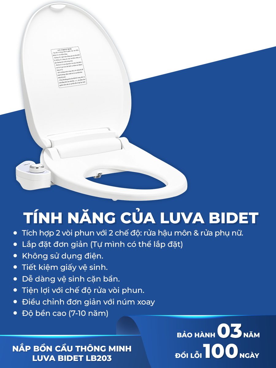 Nắp bồn cầu thông minh LUVA BIDET - LB203