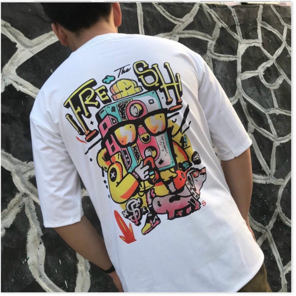 ÁO THUN COTTON NAM FORM RỘNG,THIẾT KẾ HỌA TIẾT NỀN ÁO SIÊU NGẦU THỜI TRANG MỚI KME